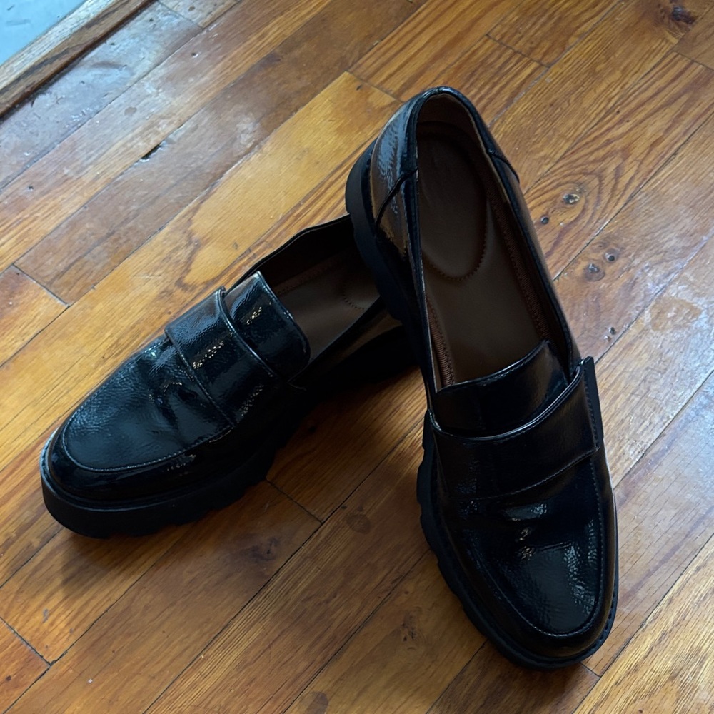 Franco Sarto Black Patent Loafers